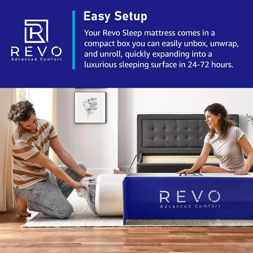 Vista 9 de Revo Synergy - Colchón híbrido de espuma viscoelástica y resortes interiores, tamaño Queen