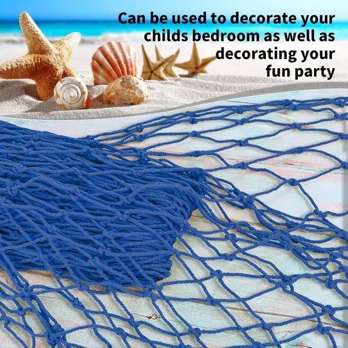 Vista 4 de Paquete de 2 Decoraciones de Red de Pesca para Fiesta Azul pavo real