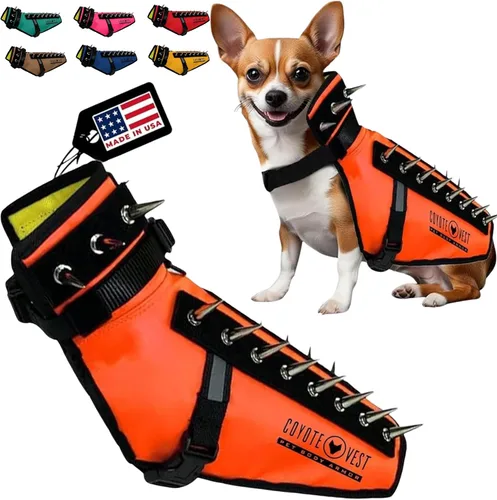 Vista 37 de CoyoteVest Chaleco Protector de Arnés para Perro, Accesorios Reflectantes para Perro con Picos para Proteger a tu Mascota de Ataques de Rapaces