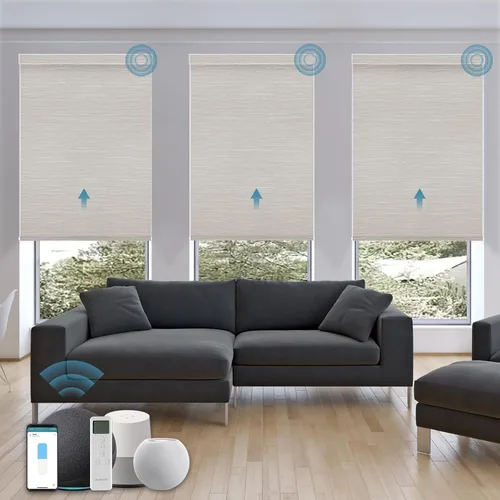 Vista 14 de Persiana Motorizada, Compatible con Homekit Thread-Enabled, Persianas Inteligentes 100% Opacas con Control Remoto, Persiana Enrollable Eléctrica