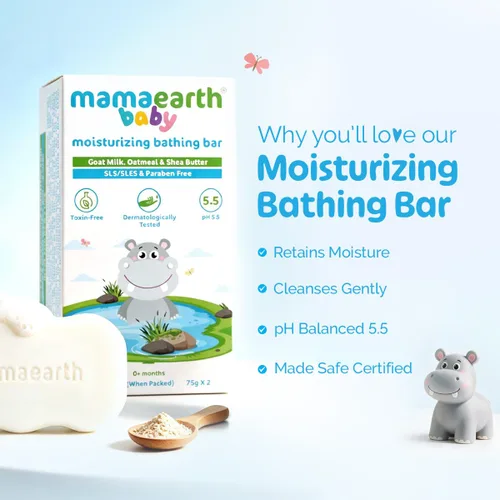 Vista 3 de MAMAEARTH Barra de baño para bebés con leche de cabra, avena y manteca de karité, 2 x 2.65 oz