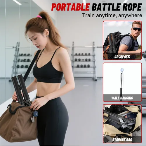 Vista 8 de Cuerdas de batalla inalámbricas sin cuerda para gimnasio en casa, cuerda de entrenamiento portátil con peso para entrenamiento HIIT, cardiovascular