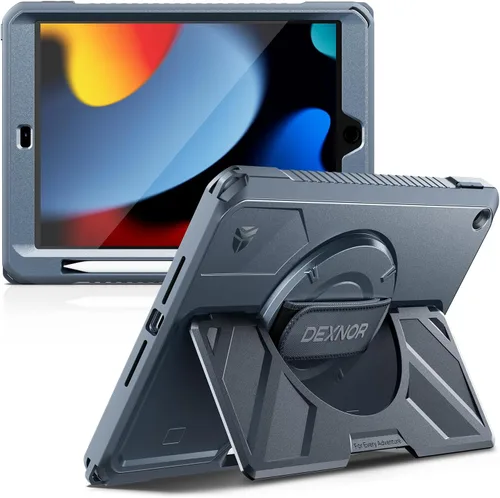 Vista 14 de Dexnor Funda para iPad mini 7 (A17 Pro) 2024/mini 6 2021 de 8.3 pulgadas, funda protectora resistente con correa de mano giratoria de 360° y soporte