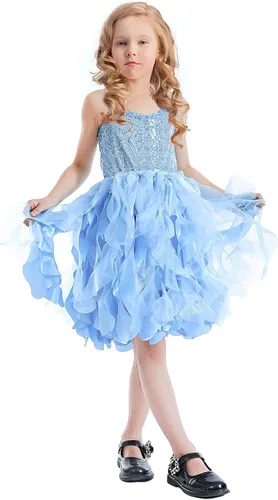 Vista 2 de Vestido tutú para niñas, vestido de tul con lentejuelas, vestido de princesa para niñas pequeñas, disfraz de fiesta de cumpleaños brillante
