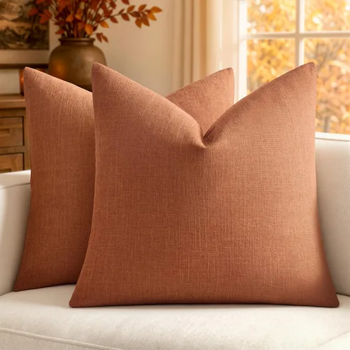 Vista 18 de MIULEE - Paquete de 2 fundas de almohada decorativas de lino de arpillera costera, estilo granja, para sofá, coche, sillón, dormitorio, sala de Azul