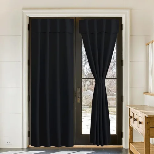 Vista 12 de NICETOWN Biscotti - Cortinas opacas para puerta francesa, color beige, 72 pulgadas de largo Cortina de ventana portátil de granja autoadhesiva