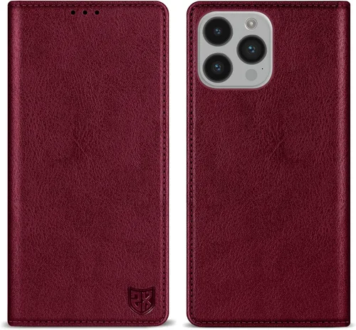 Vista 35 de ZZXX Funda tipo cartera para iPhone 14 con bloqueo RFID, soporte de ranura para tarjetas, funda protectora de cuero magnético fuerte plegable