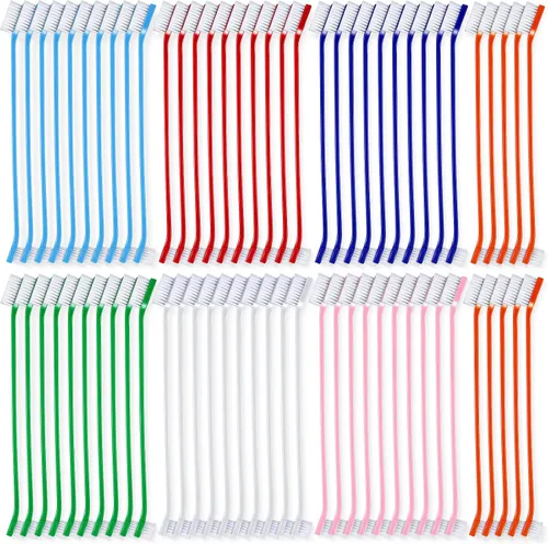 Vista 9 de Honeydak Cepillo de dientes para perros, cepillo de dientes suave para perros, cepillo de dientes de doble cara para cachorros, cepillo de mango