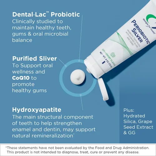 Vista 8 de Designs for Health Hydroxyapatite Periobiotic Silver Pasta de dientes + Vitamina D Supreme Bundle – Libre de flúor con probióticos orales