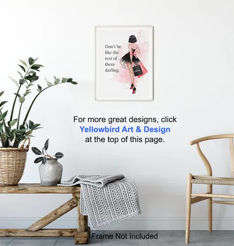 Vista 6 de Arte de pared con cita – Decoración de pared glamorosa – Diseño de moda de lujo para habitación o decoración del hogar – Regalo de alta costura
