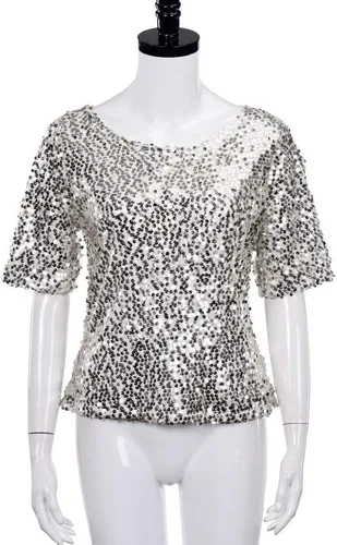 Vista 5 de Camisetas de lentejuelas completas para mujer, camisetas de manga corta con purpurina para fiesta, club, blusas brillantes S-5XL, lindas camisetas