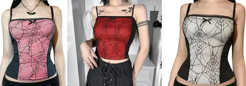 Vista 5 de Camisetas sin mangas góticas para mujer, camisola gótica Y2k