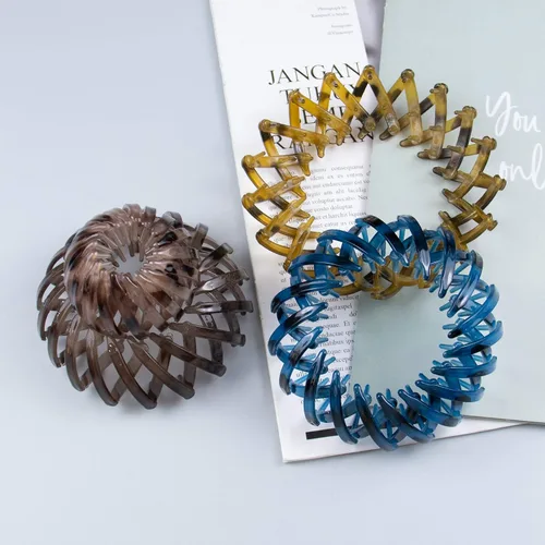 Vista 6 de AUEAR, Paquete de 7 pinzas para el cabello mágicas de nido de pájaros, accesorios para el cabello para mujer, coleteros para cola de caballo