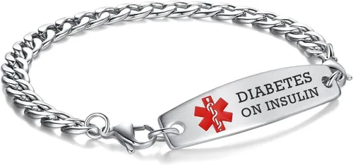 Vista 176 de Brazaletes de alerta médica ajustables de 7.5" a 9" para mujer/hombre, de acero inoxidable, intercambiables Cadena de bloque