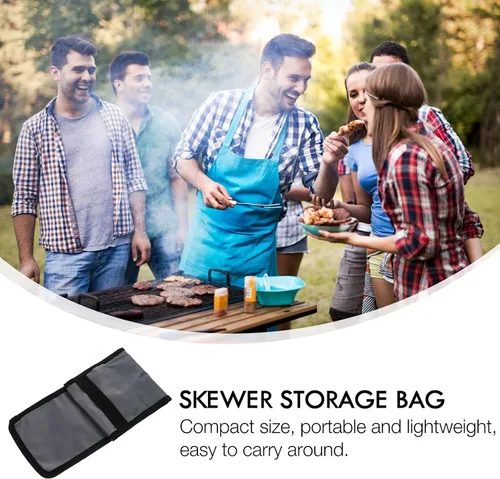 Vista 3 de DOITOOL Bolsa de almacenamiento para palos de barbacoa, bolsa impermeable para herramientas de barbacoa, bolsa de almacenamiento de brochetas, bolsa