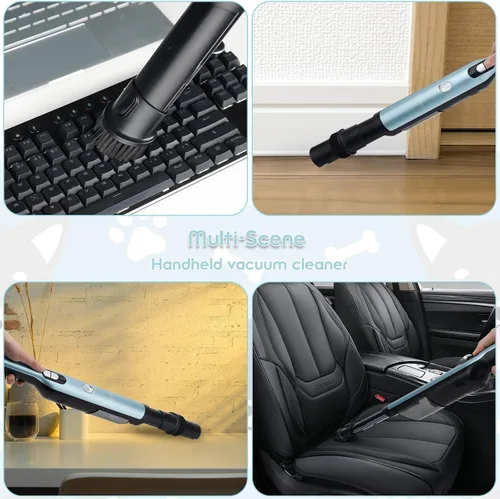 Vista 7 de Aspiradora inalámbrica de mano, aspiradora portátil para automóvil con potencia de succión de 18 KPa, aspiradora de mano de carga rápida con faros
