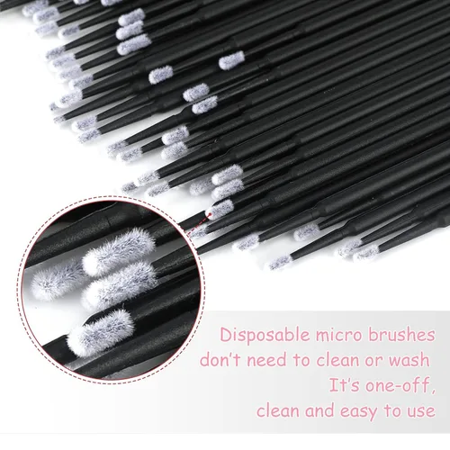 Vista 3 de G2PLUS Micro Hisopos - 100 piezas Hisopos de Algodón para Maquillaje, Aplicadores Desechables Negros Cepillo para Uñas, Delineador de Ojos