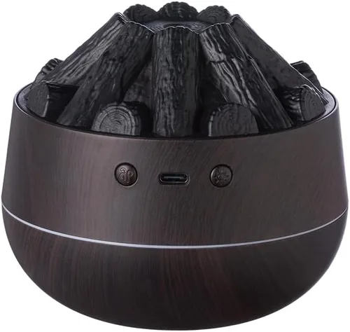 Vista 8 de Humidificador simulado de fuego de carbono de gran capacidad para oficina, diseño de fuego de carbón de leña USB, humidificador de escritorio