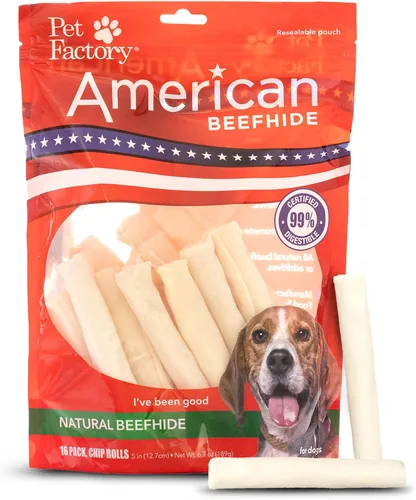 Vista 22 de Pet Factory American Beefhide - Rollos de chips de 5 pulgadas para perros, sabor a carne de res y pollo, 50 unidades/1 paquete