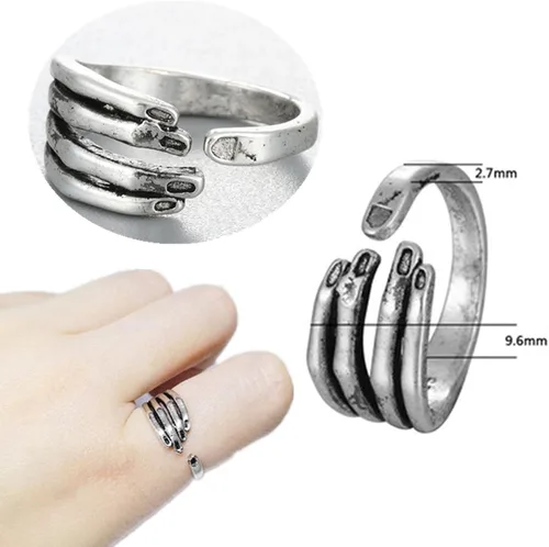 Vista 2 de Juego de 12 anillos de rana para mujeres y hombres, vintage de serpientemal de ojohongollantocara sonrienteabrazoluna estrella, sol, anillos