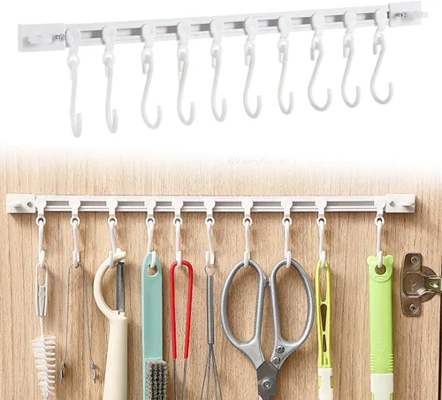 Vista 10 de Gancho multifuncional para riel deslizante, estante colgante de utensilios de cocina, colgador de pared, soporte para utensilios de ahorro