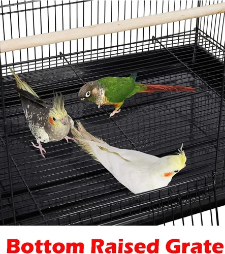 Vista 4 de Lote de 6 Aviario Cría de Pájaro Finch Periquito Aviario Canario Lovebird Budgie Flight Cage 24"x16"x16"H (negro)
