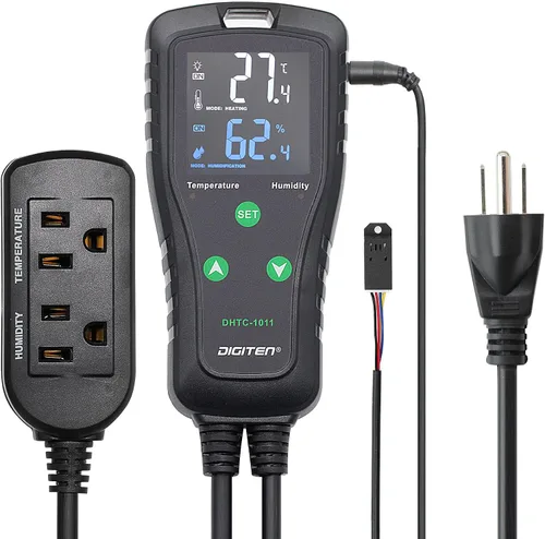 Vista 7 de DIGITEN DTC102 Controlador de temperatura Salida Termostato de enchufe de 2 etapas Termostato digital de invernadero para reptiles, controlador