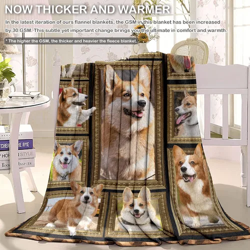Vista 4 de Corgi Kids - Manta suave y mullida de 40 x 50 pulgadas, multicolor, microfibra, patrón de animales, moderna, ligera, lavable a máquina