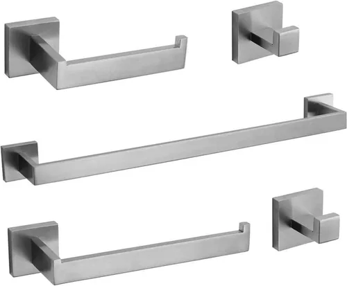 Vista 11 de Juego de accesorios de baño de 23.6 pulgadas, 2 ganchos para toallas, soporte para papel higiénico, soporte para toallas de mano, accesorios de baño