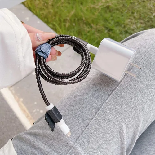Vista 4 de Protector de cable para bricolaje, protector de cables, cable de datos, protector de línea de cargador USB-C de 18 W/20 W, compatible con iPhone 11