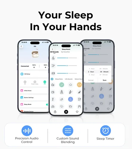 Vista 5 de Kinglucky Auriculares para dormir de lado, mini auriculares con cancelación