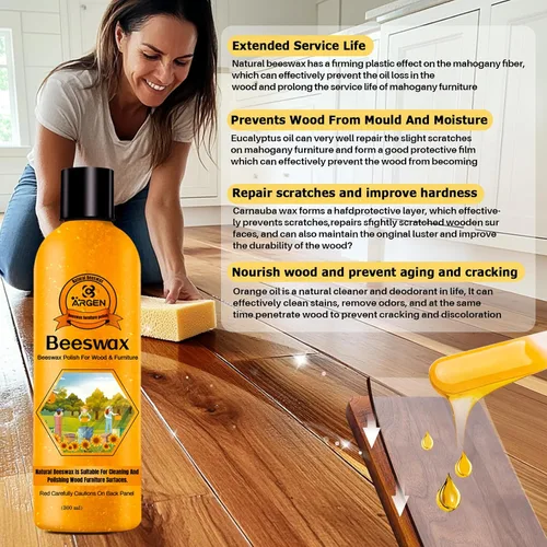 Vista 8 de CARGEN Pulidor de madera para muebles de cera de abejas, condimento de madera, aceite de cera de abejas para madera, pulidor y acondicionador