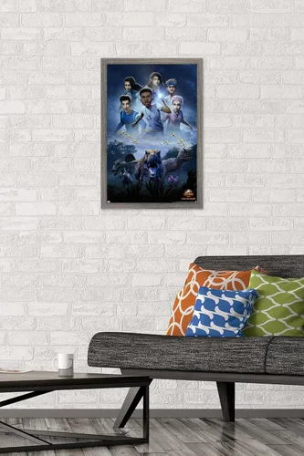 Vista 2 de Trends International Jurassic World: Camp Cretaceous - Póster de pared de una hoja, 14.72 x 22.37 pulgadas, versión enmarcada de madera de granero