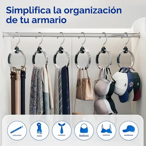 Vista 5 de ROLLY HANGER Perchas multiusos para armario, colgador de corbata y cinturón para armario, gran organizador de cinturón que ahorra espacio