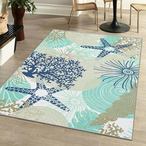 Vista 28 de Tritard Alfombra de área costera de 2 x 3 pulgadas - Pequeña alfombra plegable lavable a máquina, antideslizante, para entrada, alfombra de playa