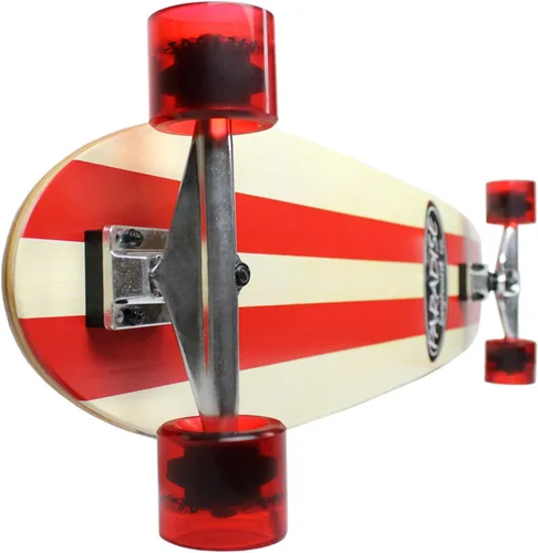 Vista 2 de Paradise Longboard Kicktail Complete Cruiser - Monopatín con rayas rojas, 9 x 44 pulgadas