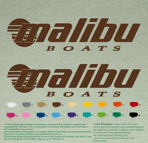 Vista 15 de Malibu Boat - Juego de 2 calcomanías de vinilo de repuesto compatibles con botes de restauración (12 pulgadas, negro 070)