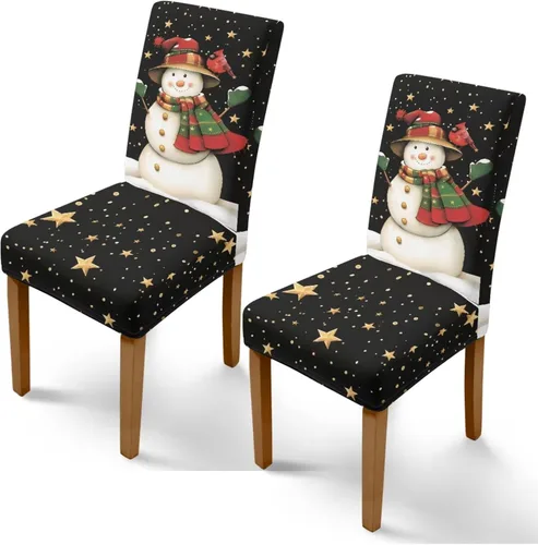 Vista 50 de Rnyleeg Juego de 1 fundas navideñas para sillas de comedor, color azul oscuro, fundas protectoras extraíbles y lavables para sillas de cocina