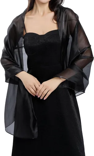 Vista 5 de EASEDAILY Chales y envolturas para vestidos de noche para mujer, bufanda de boda brillante, estola de novia transparente para novia y dama de honor