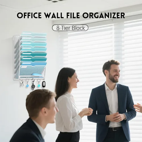 Vista 4 de Organizador de archivos de pared de 8 niveles y organizador de correo Blanco