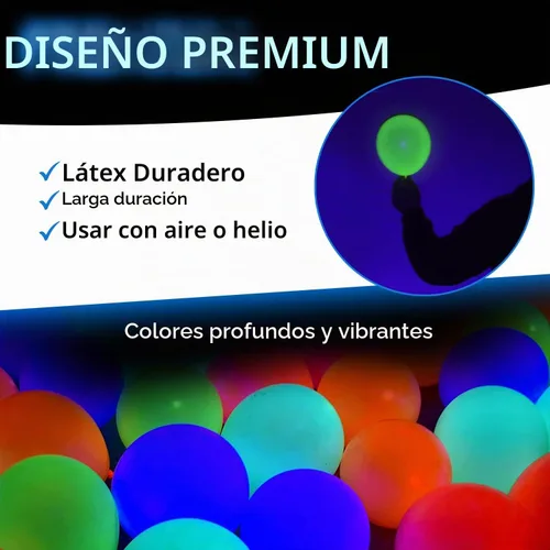Vista 2 de Glow King - Globos que brillan con luz ultravioleta