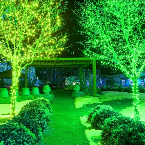 Vista 2 de Holiday Essence Juego de 200 luces LED verdes del día de San Patricio, 53.8 pies, alambre blanco para decoración interior y exterior, para árbol