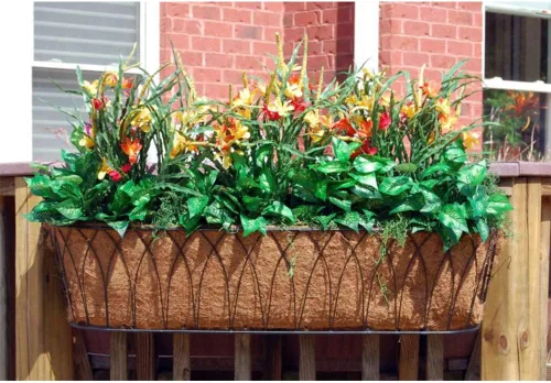 Vista 5 de Revestimientos para cesta de ventana de 30 pulgadas, preformado, revestimiento de coco y coco con tierra húmeda para cesta de ventana