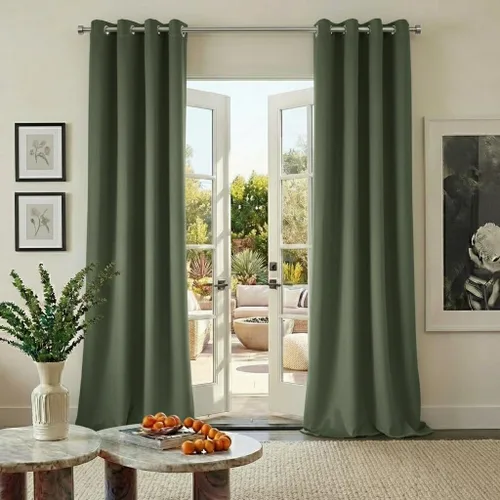 Vista 36 de NICETOWN Cortinas de terciopelo beige 100% opacas de 84 pulgadas de largo, 52 pulgadas de ancho, 2 paneles para dormitorio y sala de estar, cortinas