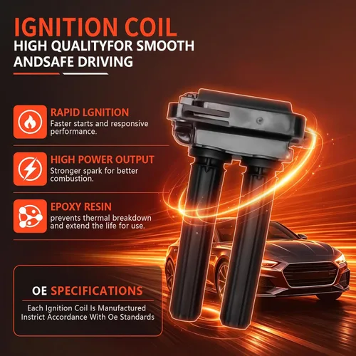 Vista 4 de Bobina de encendido UF504 compatible con Dodge Ram 1500/2500/3500 Challenger Charger Magnum Durango 2006-2018 Jeep Grand Cherokee Commander
