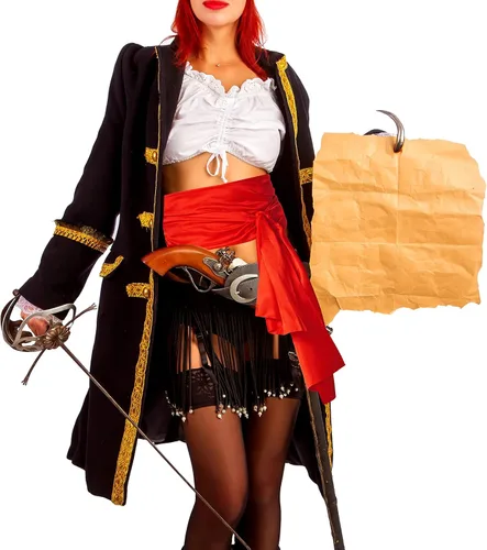 Vista 6 de Dxhycc Cinturón de satén pirata medieval renacentista para disfraz de Halloween