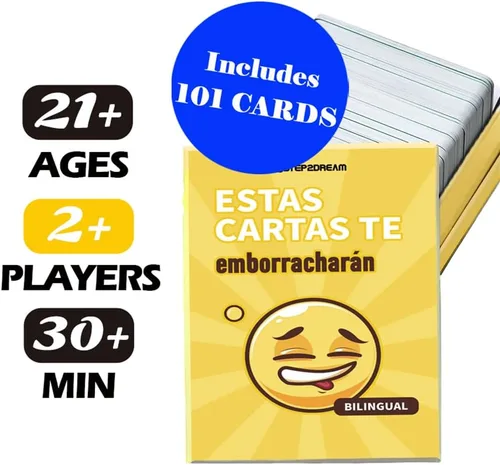 Vista 2 de Juego de Cartas para Beber Bilingüe Español-Inglés Divertidos Juegos de Fiesta con Alcohol para Adultos Emocionante Juego de Mesa para Noches
