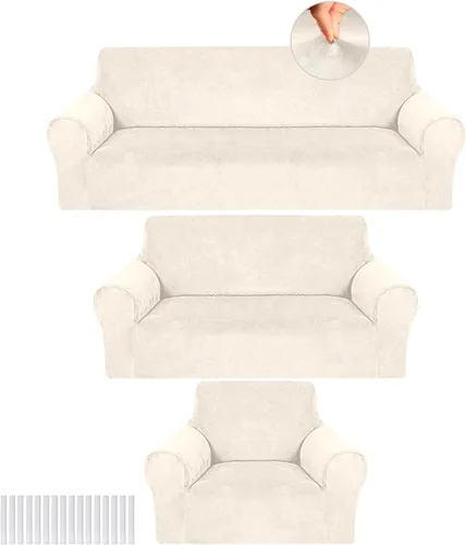 Vista 17 de Peryiter Juego de 3 Fundas para Sofá, Cubiertas de Muebles para Sofá, Loveseat, Sillón, Ajuste de Forma Elástico, Sin Arrugas, Protector de Muebles