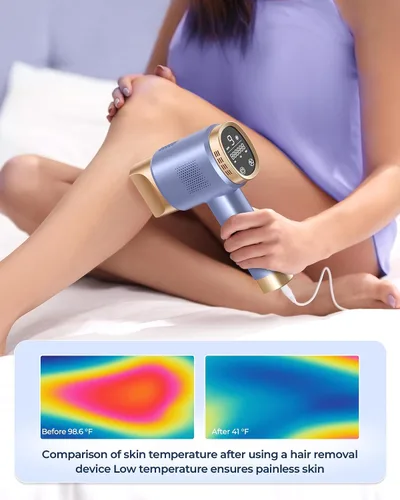 Vista 3 de Depilación láser IPL para mujeres y hombres, zafiro, enfriamiento de hielo, sin dolor, resultado duradero, dispositivo de depilación en casa