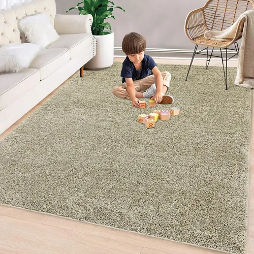 Vista 7 de Fashionwu Alfombra grande esponjosa de 5 x 8 pies, alfombra de felpa para sala de estar, guardería, antideslizante, alfombra mullida para decoración